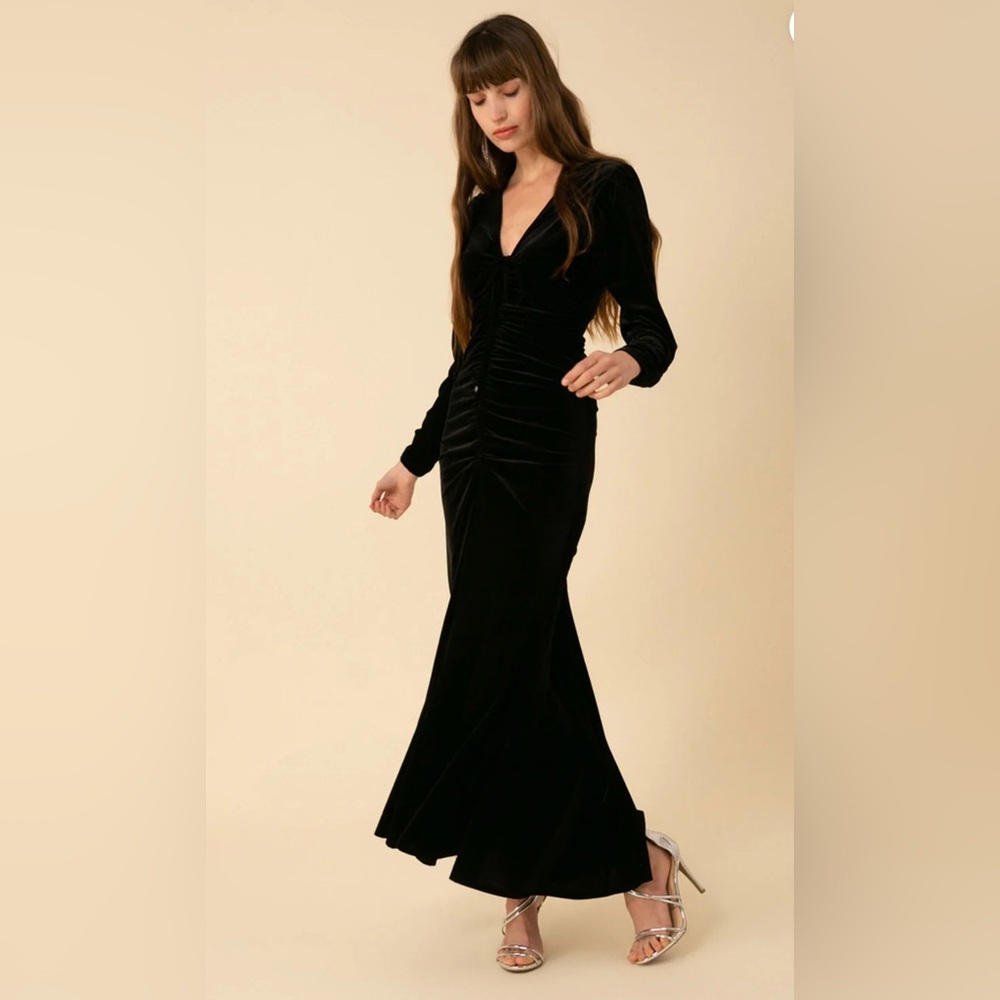 Hale Bob Black  Shirred Maxi velvet
